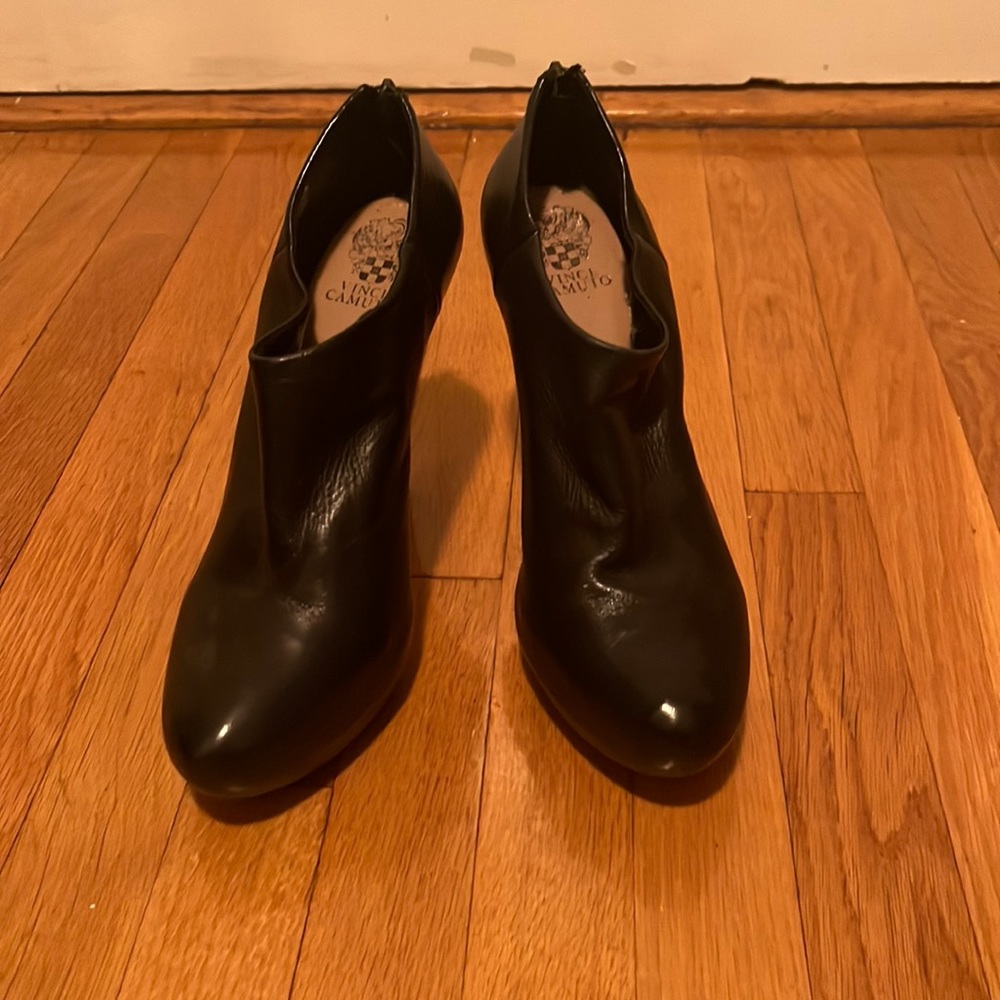 5” heels with a 1” platform ankle booties with a zip back.